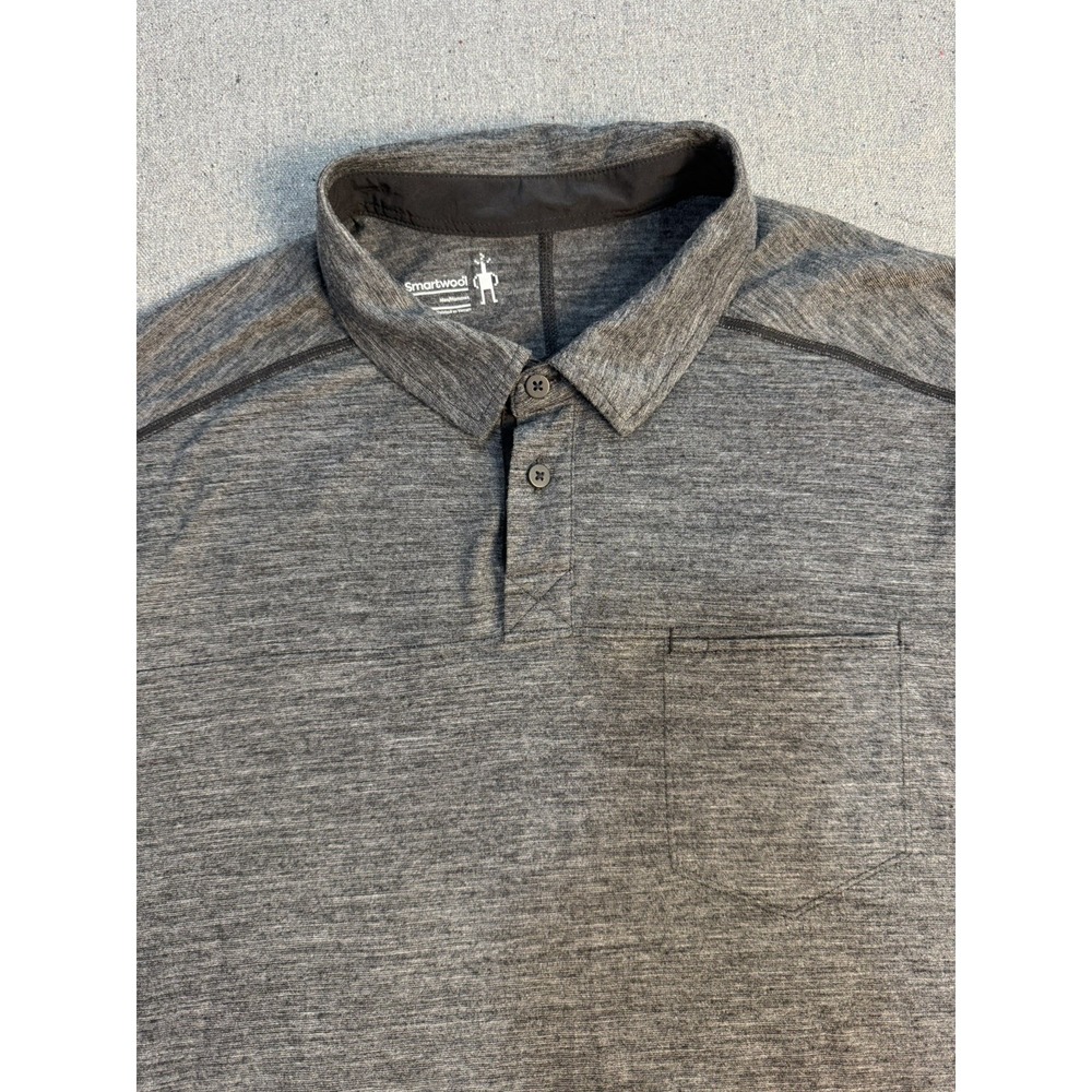 SmartWool Shirt Men M Gray Merino Thermal Outdoor Hiking Hiker Short Sleeve Polo